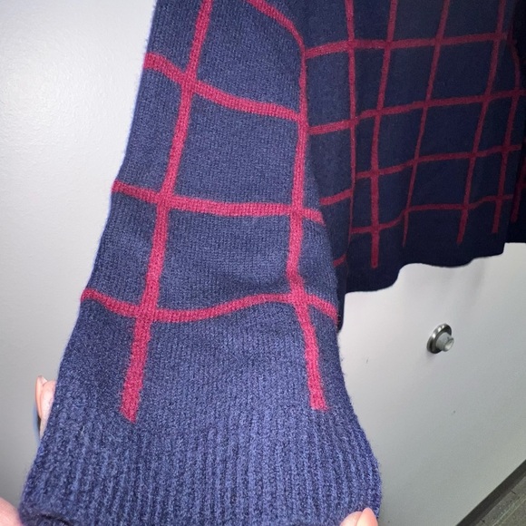 Loft Windowpane Plaid Academia Preppy Merino Wool Cropped Sweater - Picture 8 of 8